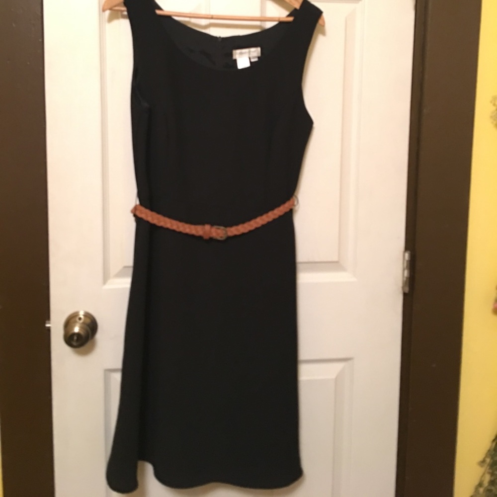Black Double Lined Dress with Belt