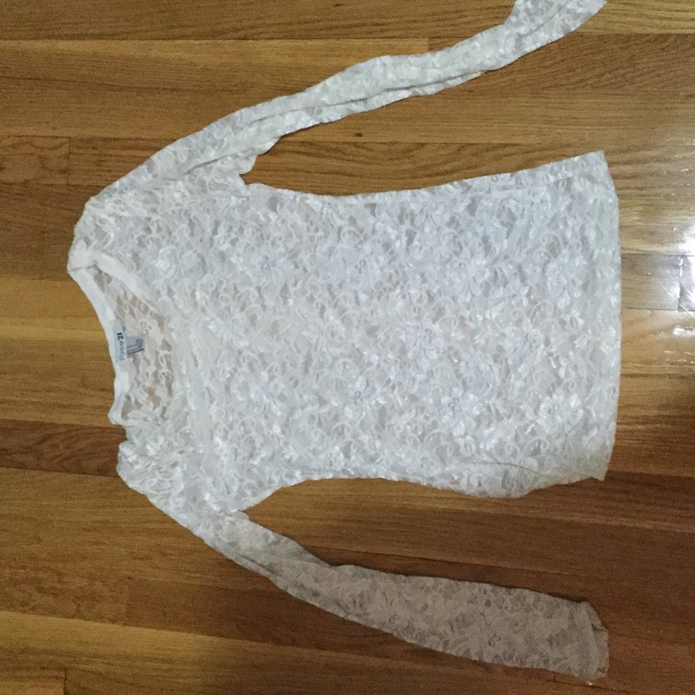 White lace sheer top