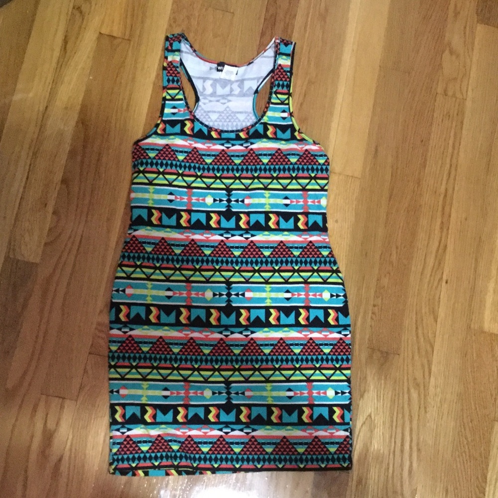 Bright Aztec bodycon dress
