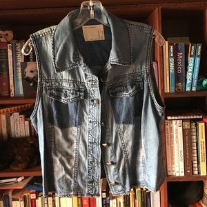Cropped Denim Vest