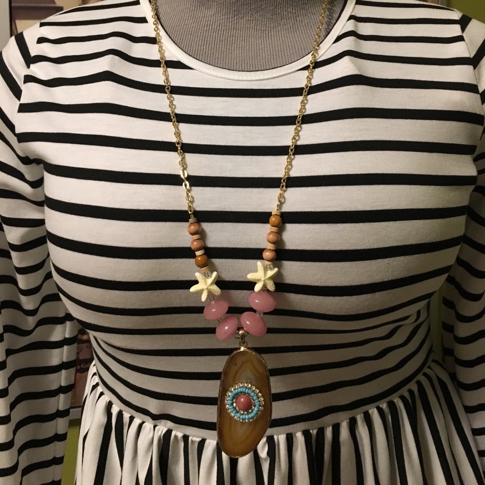 Handmade gold beaded necklace