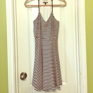 Express Striped Black and White Skater Dress