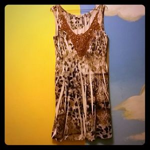 One World sleeveless pleated bohemian sun dress.