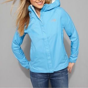 NORTH FACE// baby blue rain jacket