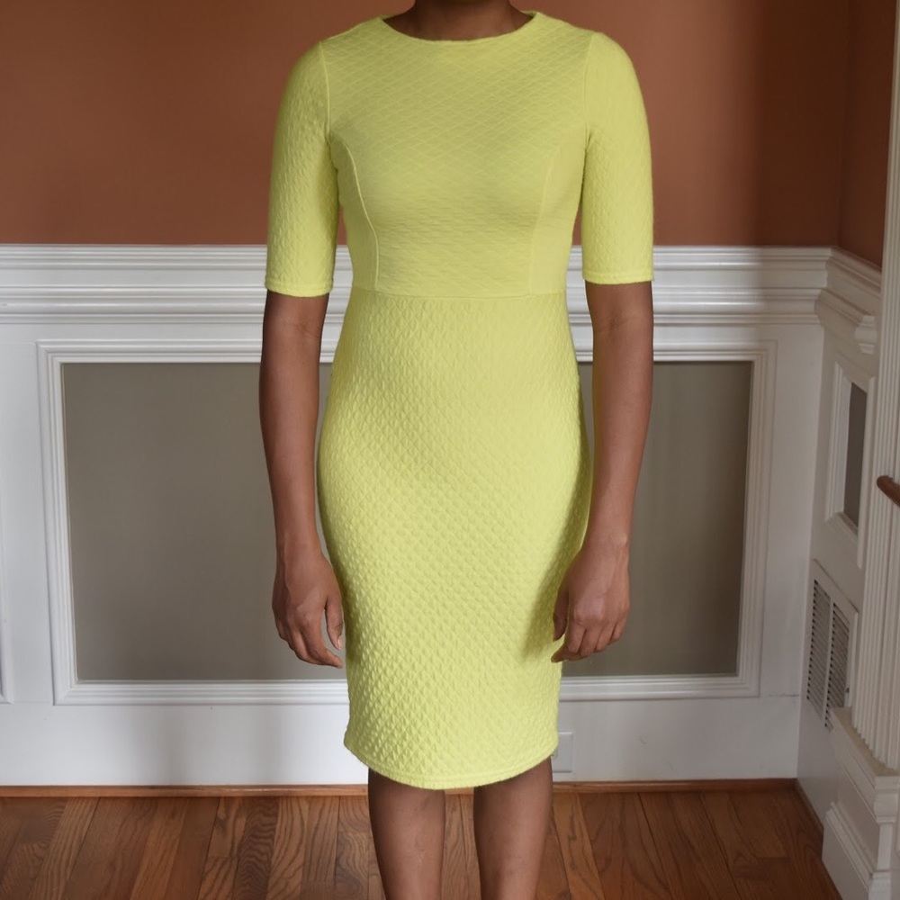 Asos Neon Yellow Knit Pencil Dress