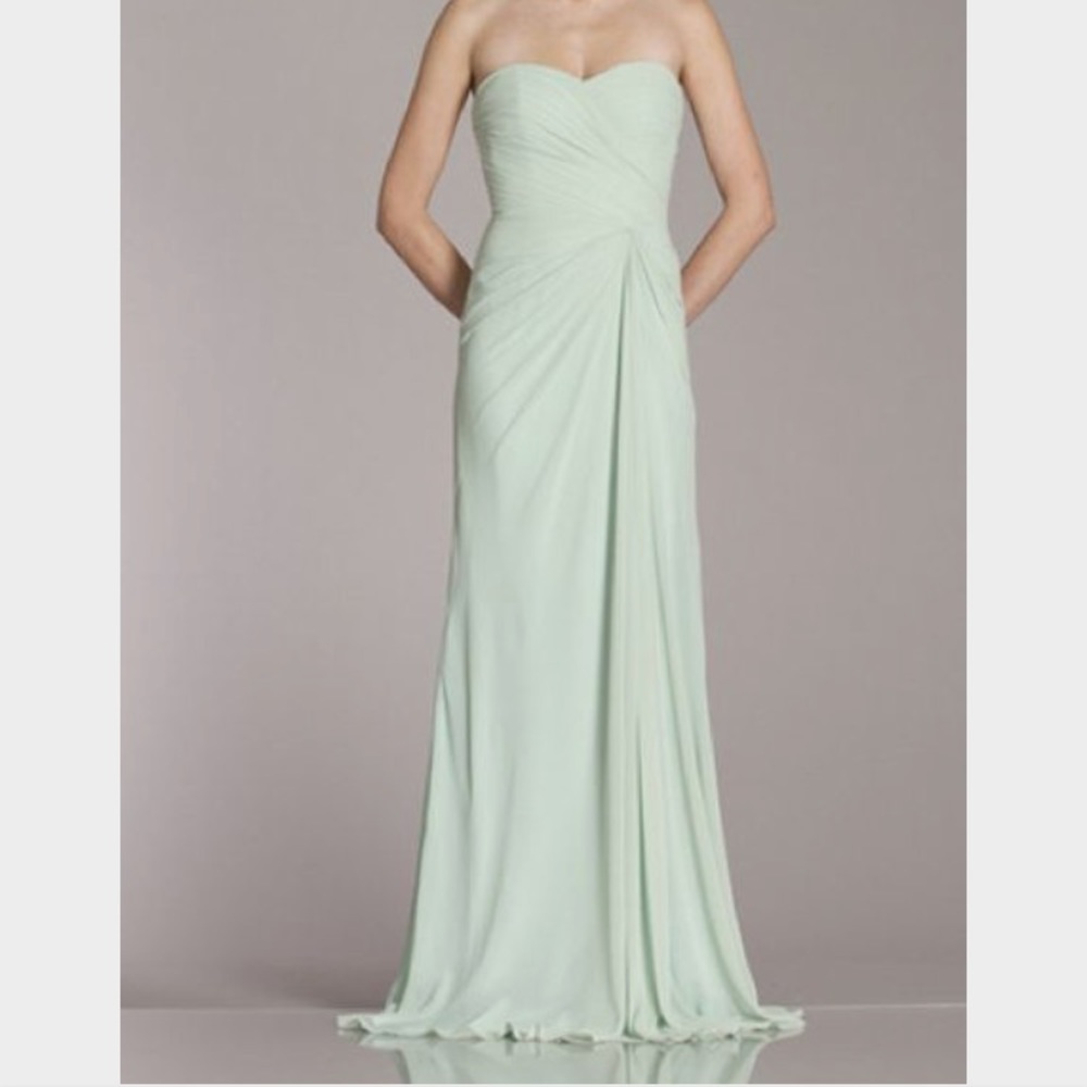 Monique Lhuillier fuscia chiffon gown