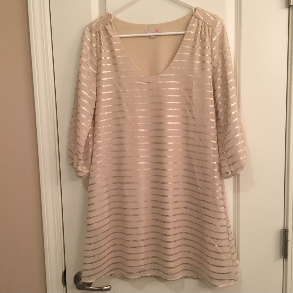 Gold & Cream Striped Gianni Bini Dress