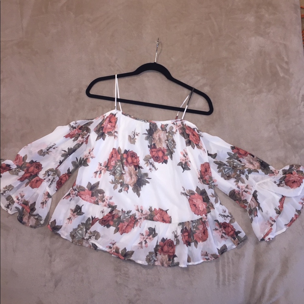 Floral Flowy Open Shoulder Shirt