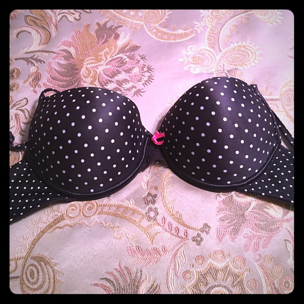 Black and white polka dot bra