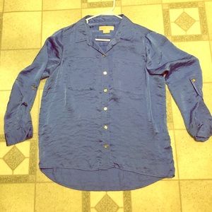 Michael kors blue blouse soft and button up