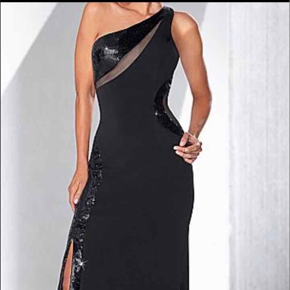 Black Asymmetrical dress.
