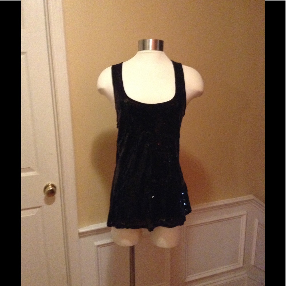 Black Sequined racer back tank top