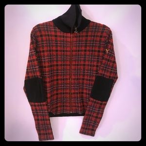 PUMA Red Jacket with black white blue yellow plaid