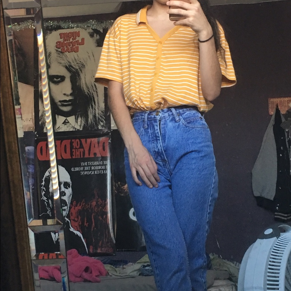 Yellow striped button up shirt!!SOLD!!