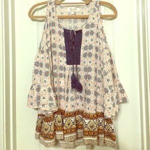 Open shoulder Boho Chic Printed Top