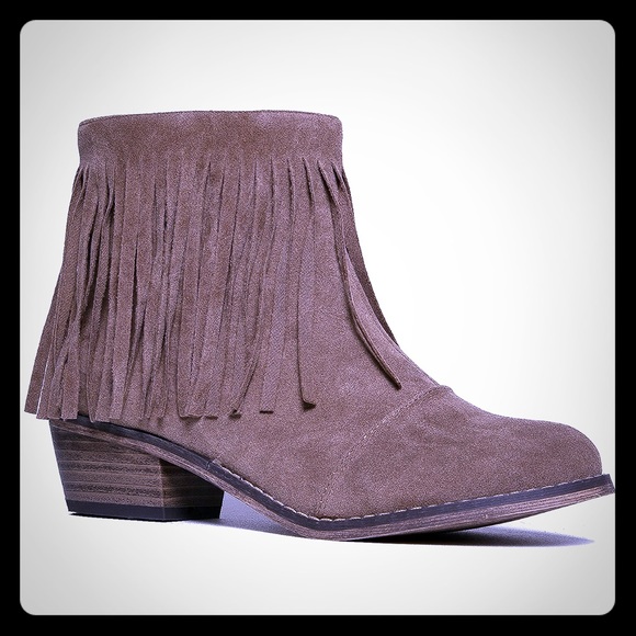 Suede Fringe Cowboy Ankle Bootie - Picture 2 of 4