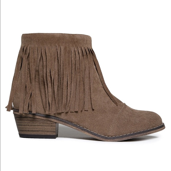 Suede Fringe Cowboy Ankle Bootie - Picture 1 of 4
