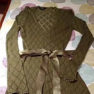 Karen Kane Olive Green Lightweight Sweater Coat