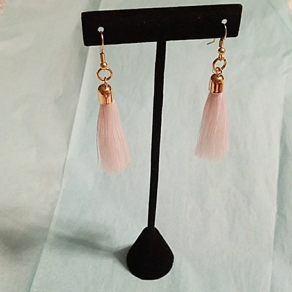 White and gold tassel earrings - NWOT - Handmade - Picture 2 of 4
