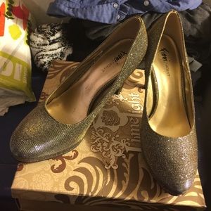 Gold silver sparkly heels