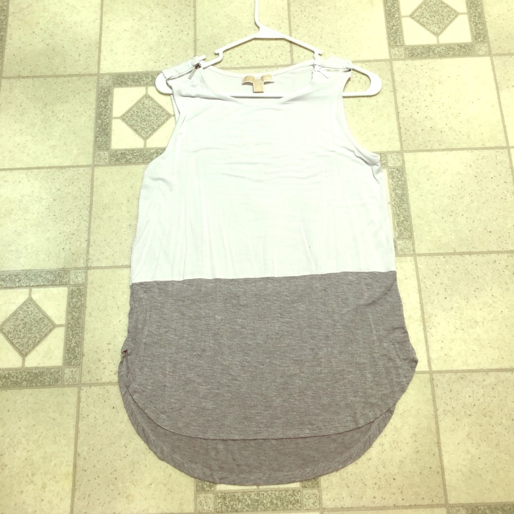 Michael kors two tone tank top with zippers