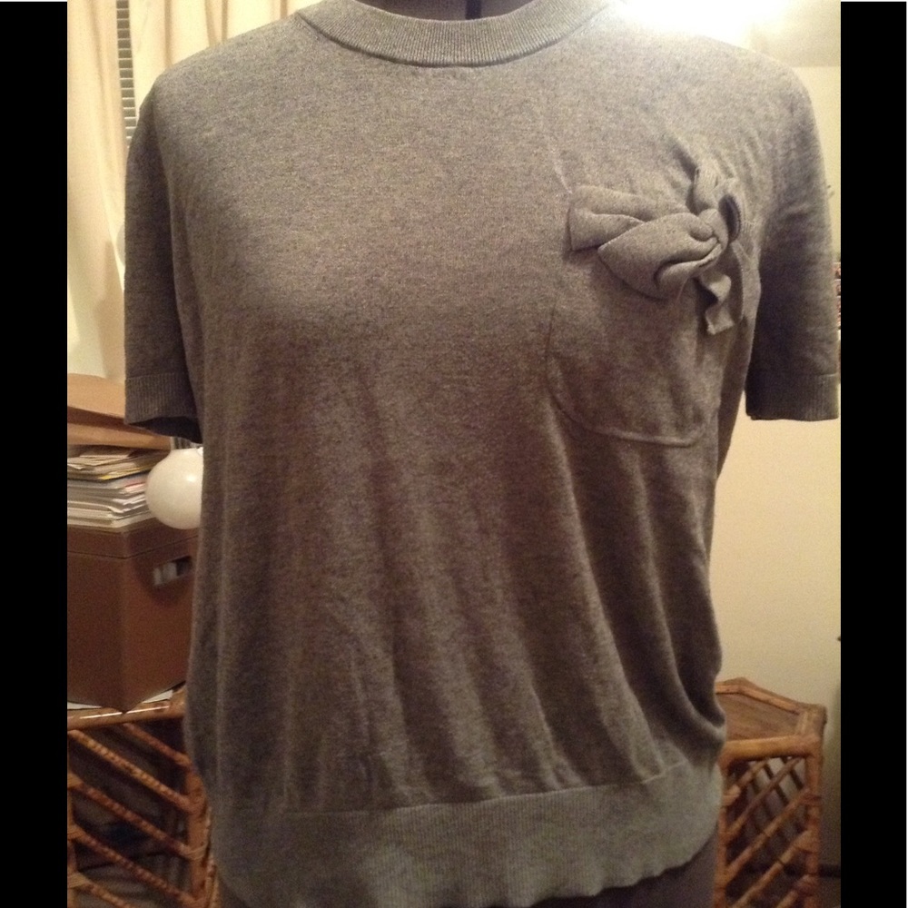 Kate Spade knitted gray-silk/cotton blend blouse