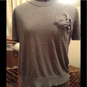 Kate Spade knitted gray-silk/cotton blend blouse