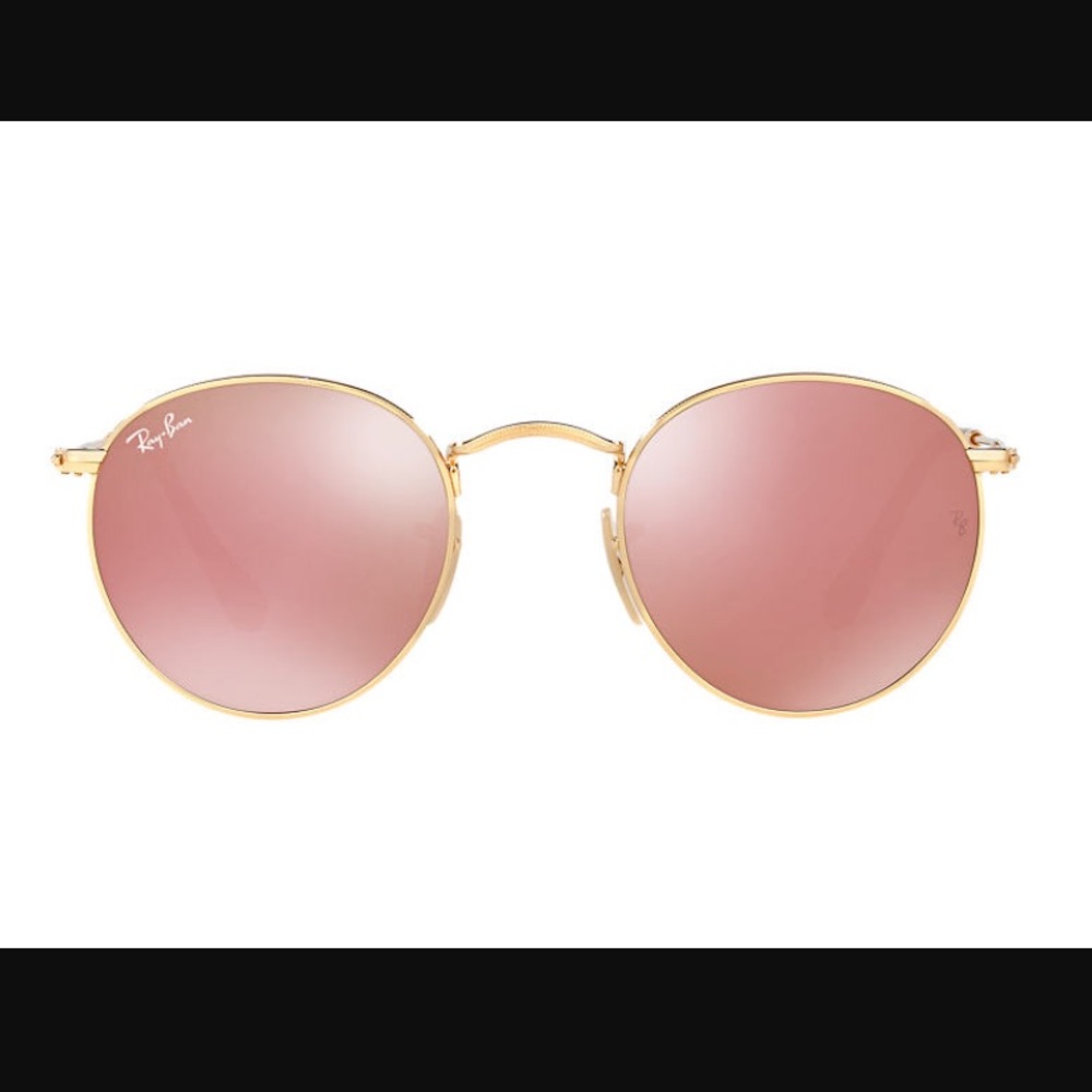 Ray-ban Round Flat Lens Rose Gold Sunglasses