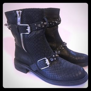 NWOT Sam Edelman Adele Black Leather Moto Boots