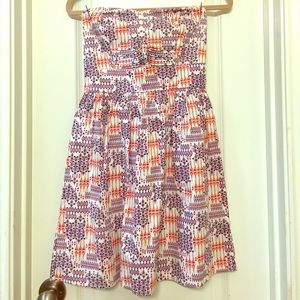 Strapless Boho Print White Dress