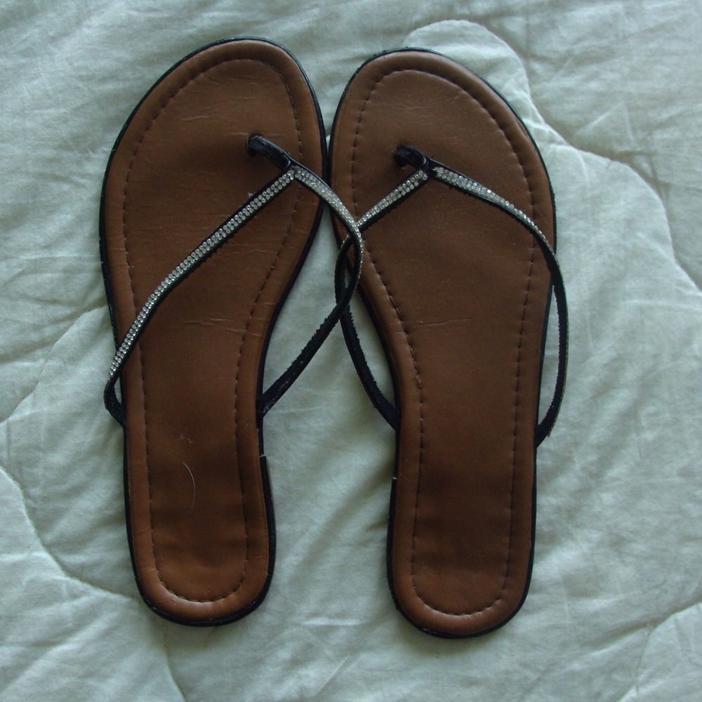 Gold and silver sparkle flip flop