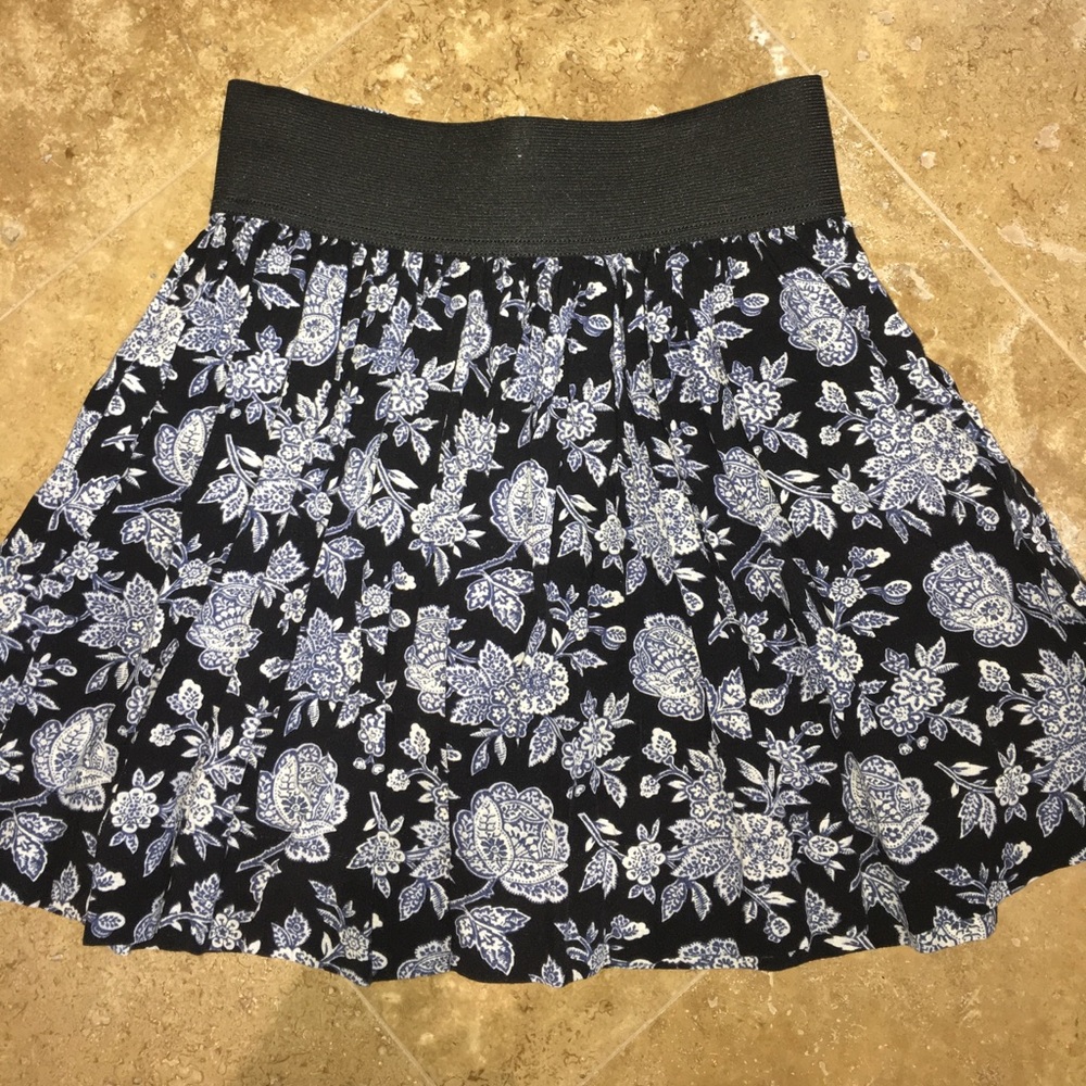 Blue Floral Skater Skirt