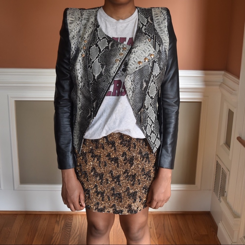 ZARA Black/Gold Sequin Mini-Skirt