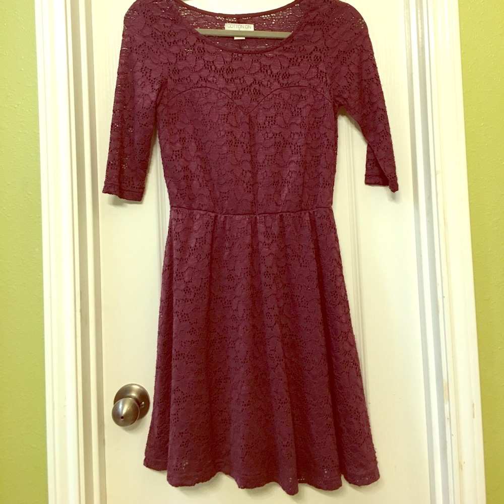 Cotton On deep burgundy lace detail Dress