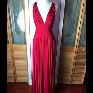 BCBG Red Sophia Draped Evening Gown Dress