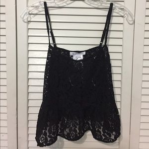 BCBG Black Lace Peplum Crop Top