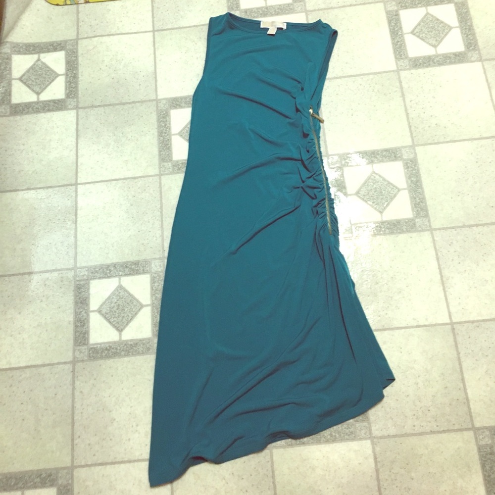 Michael kors turquoise dress with gold zipper