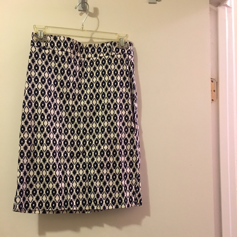 Navy Blue and White Pencil Skirt