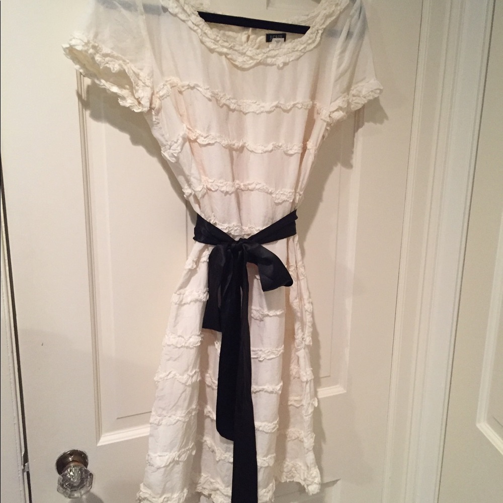 Jcrew cream silk tiered dress