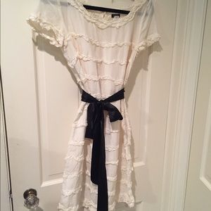 Jcrew cream silk tiered dress