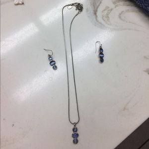 Matching blue stone earrings and necklace