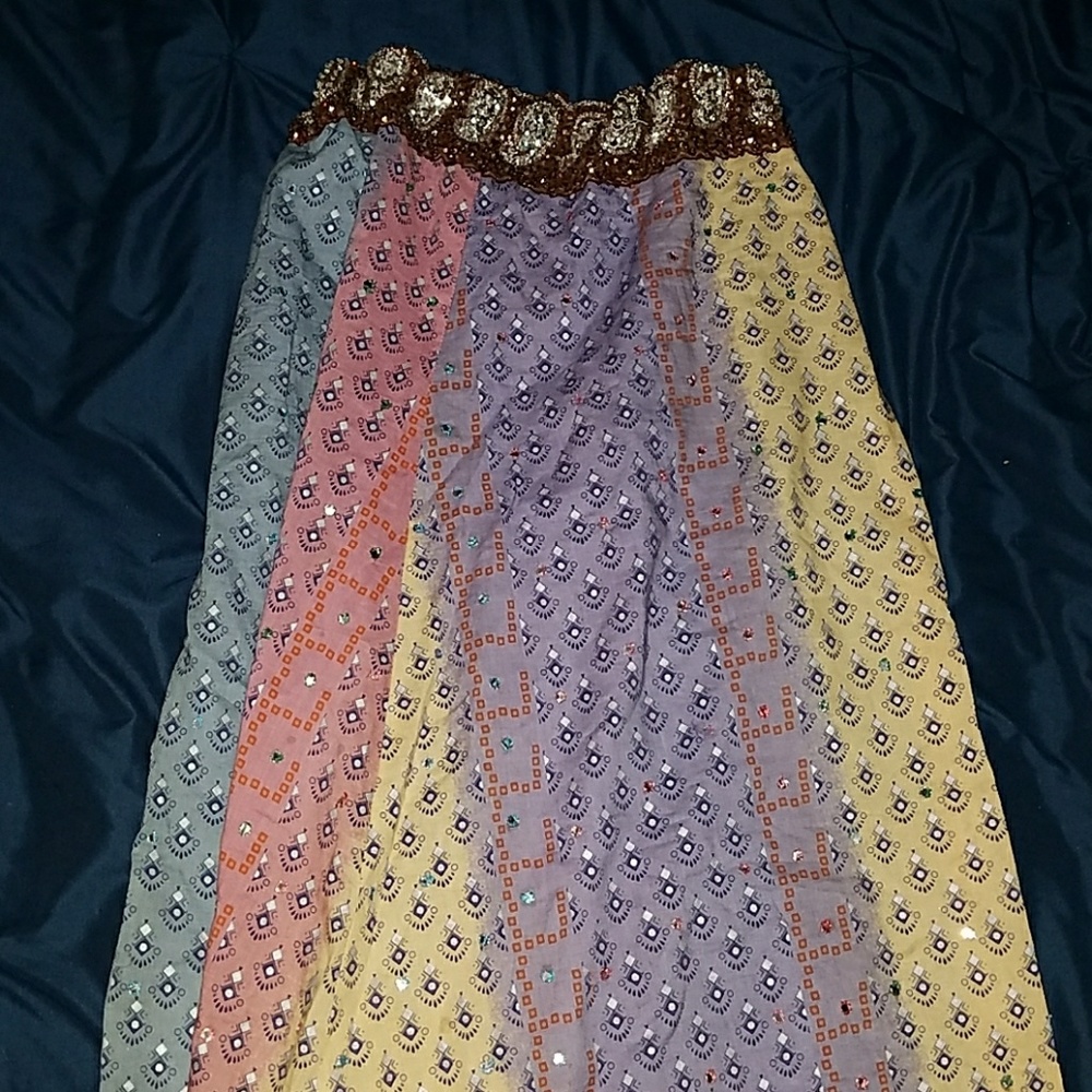 Multicolor beaded waist skirt