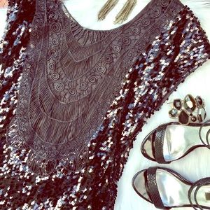 boho glam LBD w/ crochet low back XS, S, M