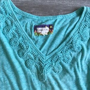 anthropologie Meadow Rue aqua tee shirt
