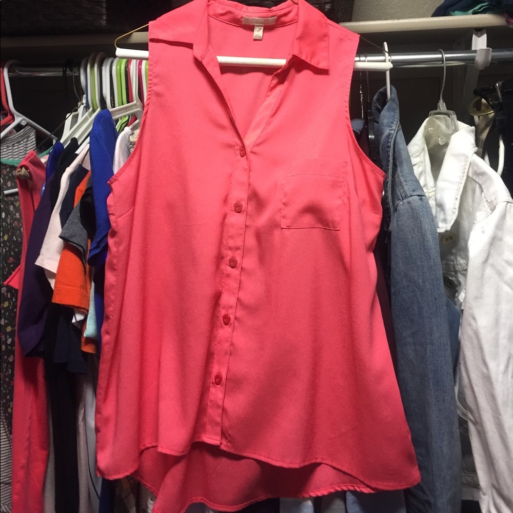 Boutique Salmon Button Up Tank