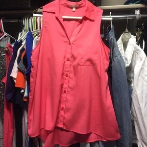 Boutique Salmon Button Up Tank