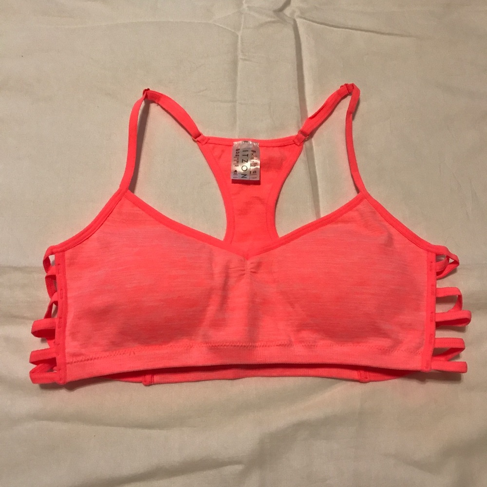 Bright Heathered pink side criss cross bralette - Picture 4 of 7
