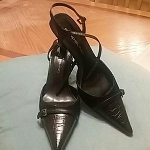 Bandolino Black Multi Suede Pointy Sling Back Shoe