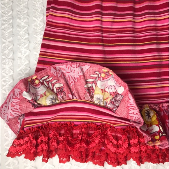 Colorful Pink Red Stripe T-shirt Knit Skirt 26" - Picture 2 of 3