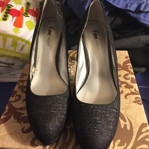 Black sparkle heels